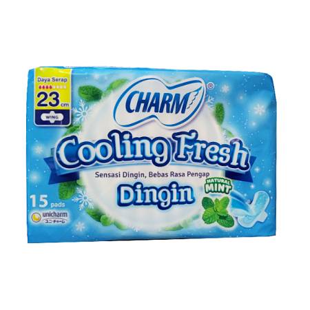 CHARM EXTRA COMFORT COOLING FRESH WING 23cm 15pads x24pcs