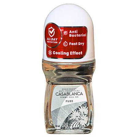 CASABLANCA DEODORANT ANTI PERSPIRANT ROLL ON (WHITE) PURE (50ml x12pcs) x6box